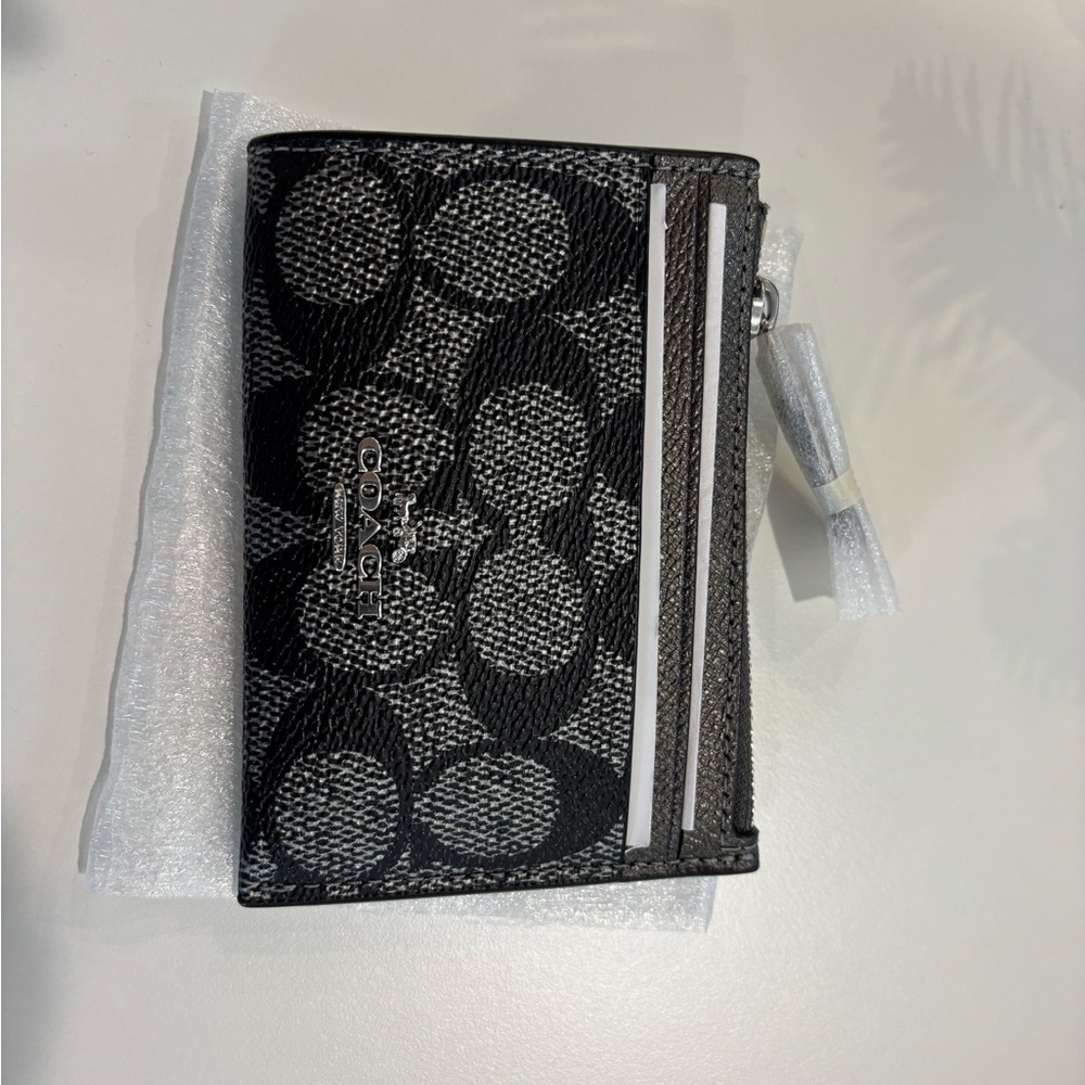Coach Black and Gray Monogram Card Holder